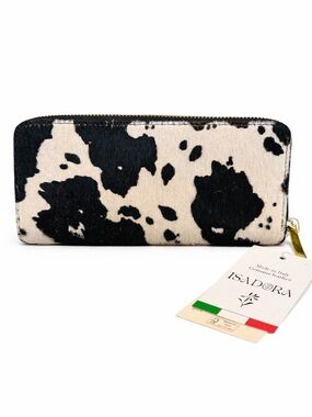 Genuine Calf Hair Leather Cow Print Wallet NWT